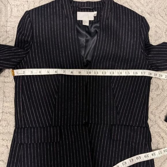 H&M Navy blue stripped wool blend Blazer jacket 8 US @X - Picture 10 of 10